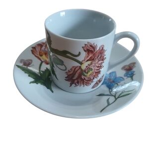 BIA Cordon Bleu Floral Porcelain Espresso Cup/ Saucer Porcelain Hand Decorated
